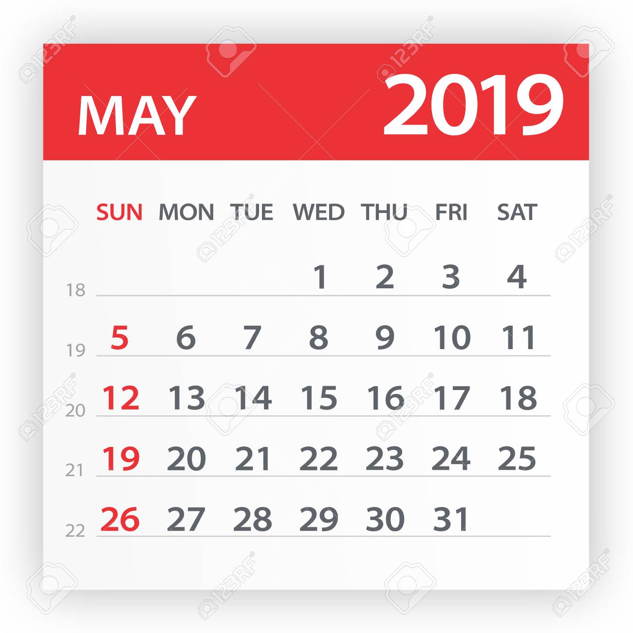 may 2019 calendar leaf illustration vector graphic page royalty may 2019 calendar page