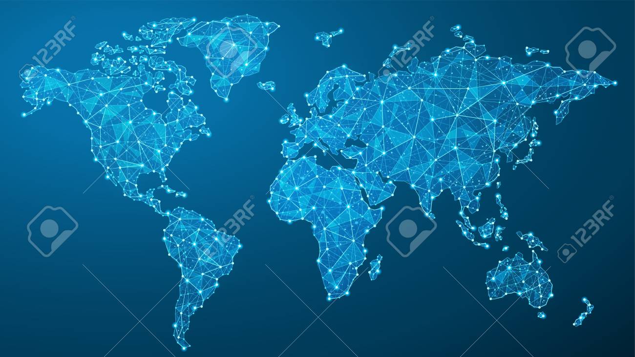 Vector World Map - Global Communication - Lines, Dots, Triangles, Particles - Plexus - 125586049 Vector World Map - Global Communication - Lines, Dots, Triangles, Particles - Plexus - 125586049