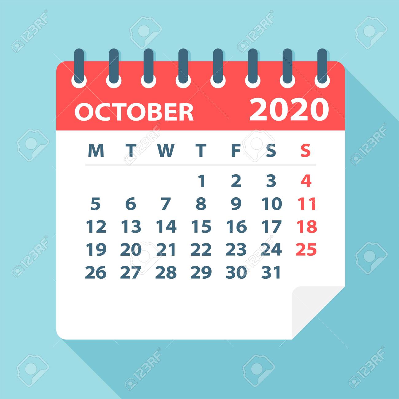 october 2020 calendar leaf illustration vector graphic page free october 2020 calendar