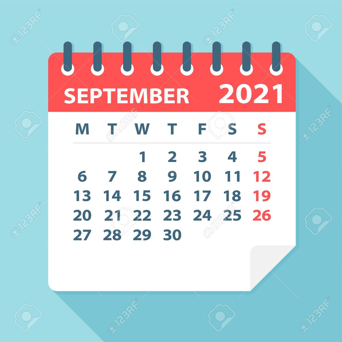September 2021 Calendar Leaf - Illustration. Vector Graphic Page Royalty  Free SVG, Cliparts, Vectors, and Stock Illustration. Image 144223711.