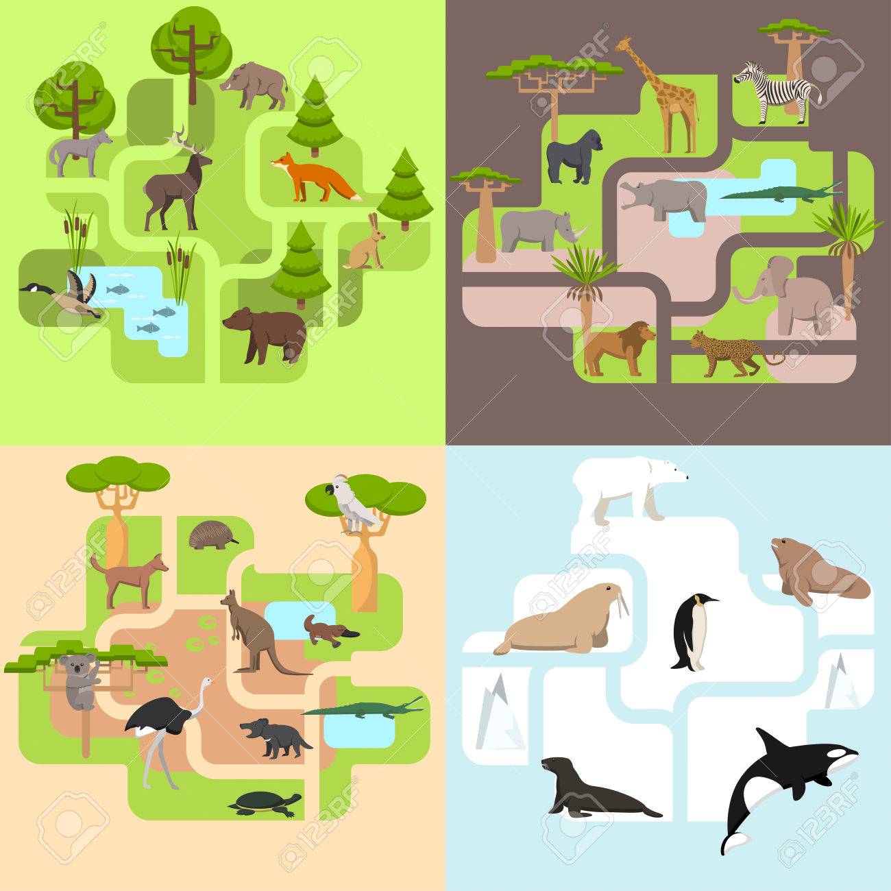 Animals Of The World, A Protected Area, A Hunting Ground, A Territory Of  The Zoo Royalty Free SVG, Cliparts, Vectors, and Stock Illustration. Image  84219582., image size:1300x1300