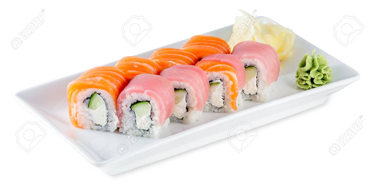 白い背景の分離 寿司レインボー ロール プレート の写真素材 画像素材 Image 白い背景の分離 寿司レインボー ロール プレート の写真素材 画像素材 Image