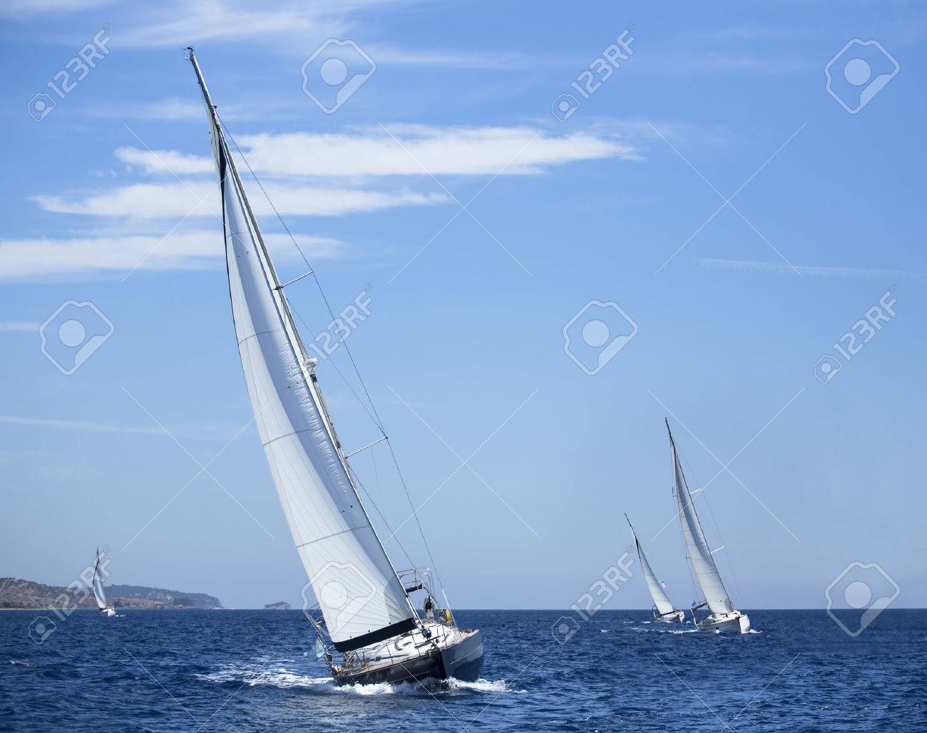 Boats in sailing regatta. Yachting. Luxury yachts. - 39381792 Boats in sailing regatta. Yachting. Luxury yachts. - 39381792