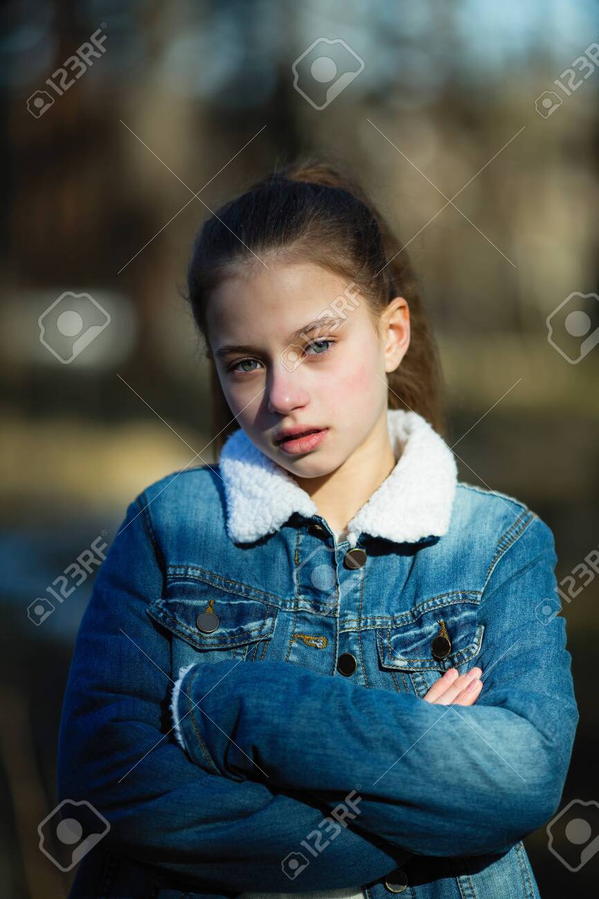 Portrait Of A Twelve Year Old Cute Girl Outdoors. Stock Photo, Picture and  Royalty Free Image. Image 120781351.