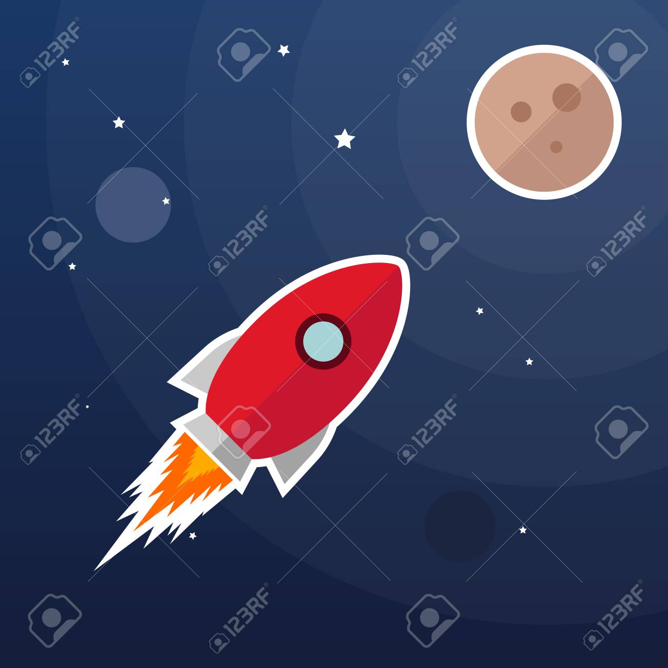 벡터 로켓 그림, 은하 배경, 달 빛 로열티 무료 사진, 그림, 이미지 그리고 스톡포토그래피. Image 44231233