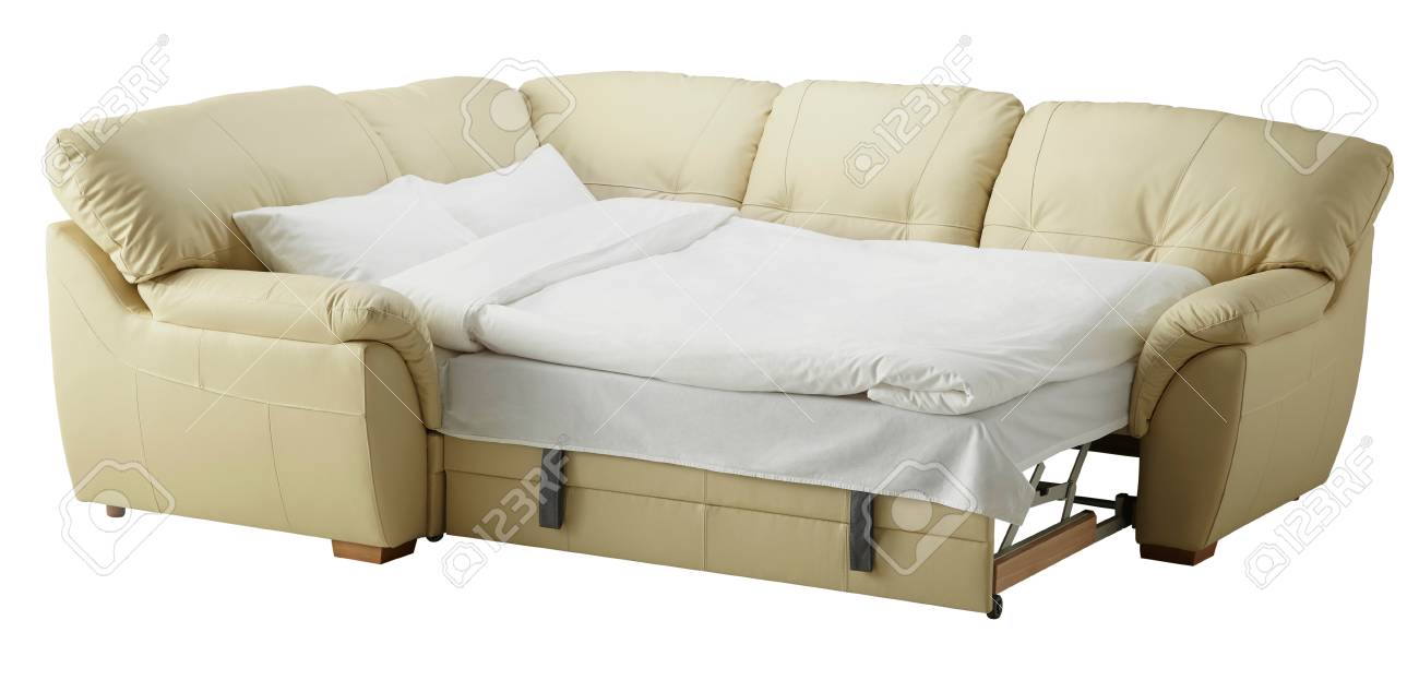 Canape D Angle En Cuir Blanc Isole Sur Blanc Banque D Images Et