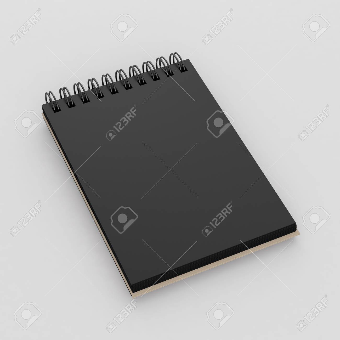 白い背景に分離された黒スパイラル メモ帳 メモ帳の枠線のクリッピング パスを含めます 3 D のレンダリング の写真素材 画像素材 Image
