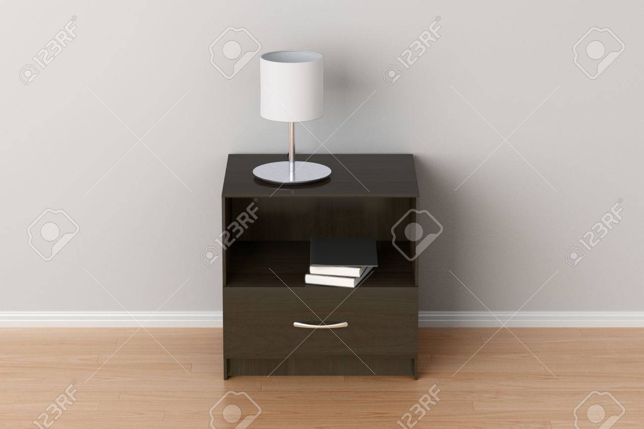 L'intérieur Tracé La Détourage Et Table Chevet Lampe Un Brun Foncé MaisonIsolé Avec De Autour Chevet Livres À UVSzMpq