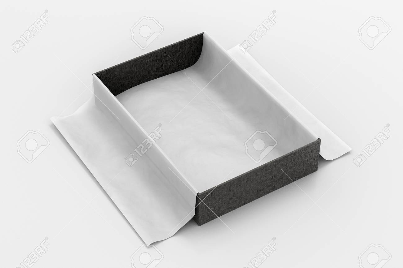 Download Black Open Gift Box Mockup On White Background With Unfolded Stock Photo Picture And Royalty Free Image Image 108518432