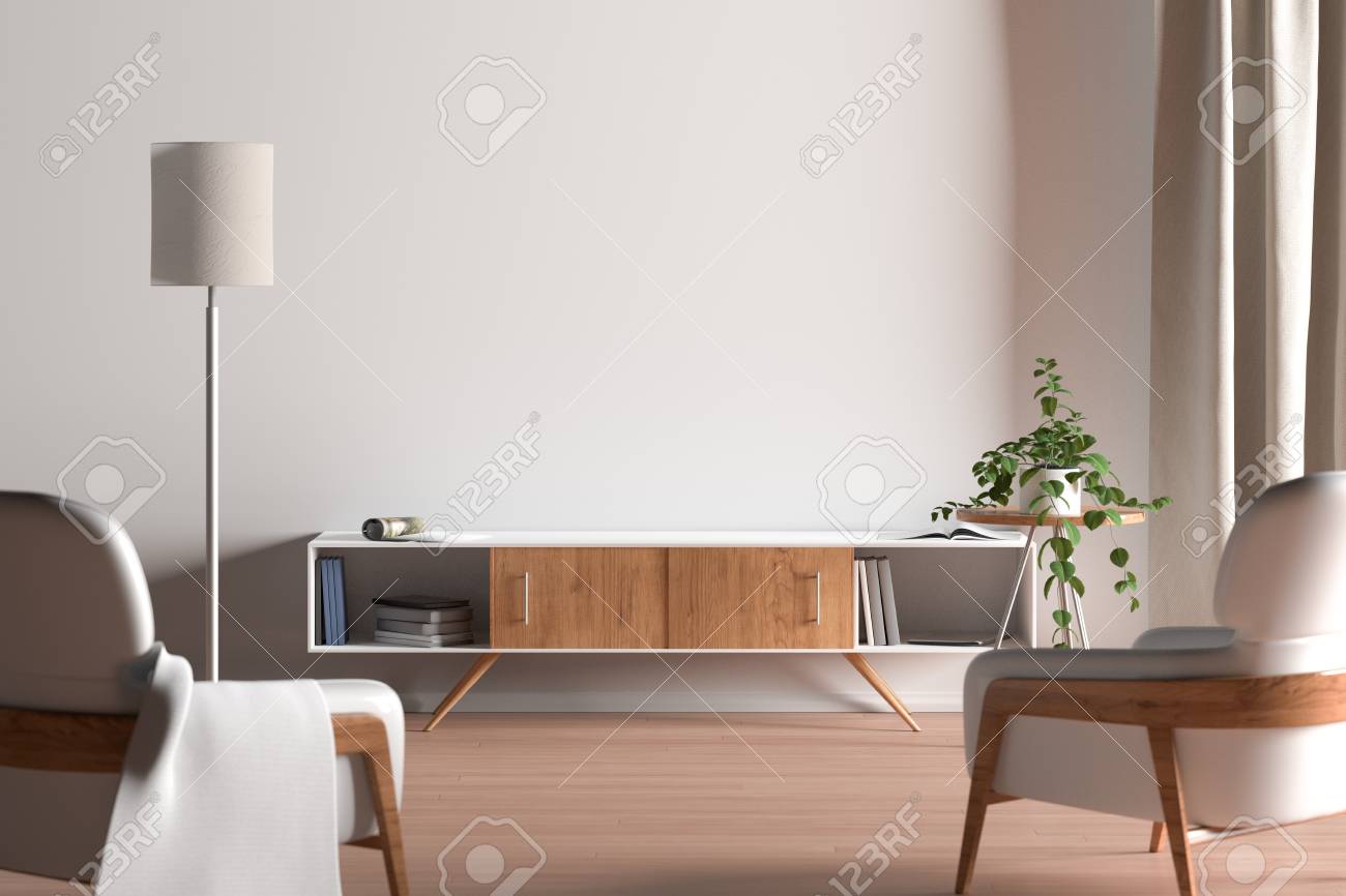 Tv Cabinet In Modern Living Room With Blank Wall Background Stock Photo Picture And Royalty Free Image Image 122123556