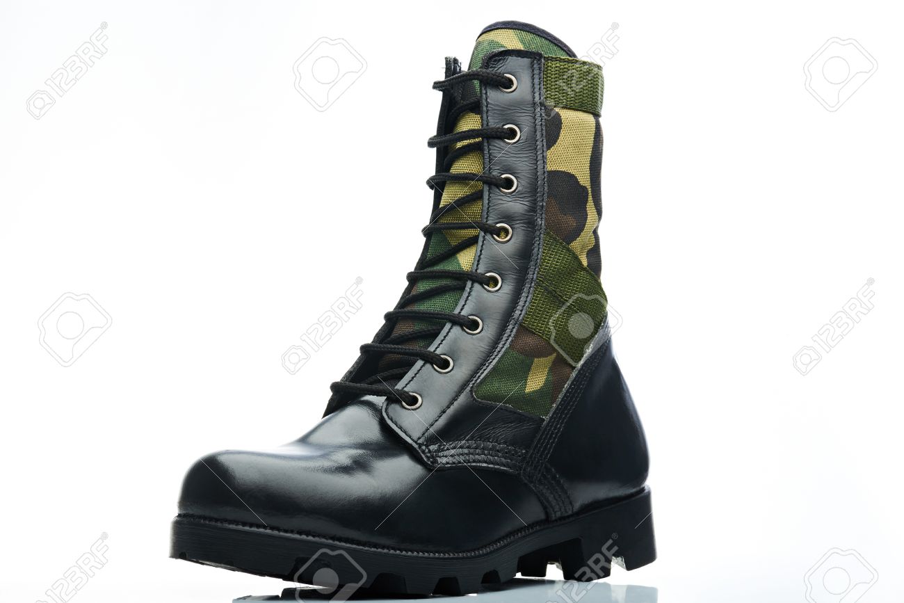 Tall Leather Camouflaged Men Boot For 