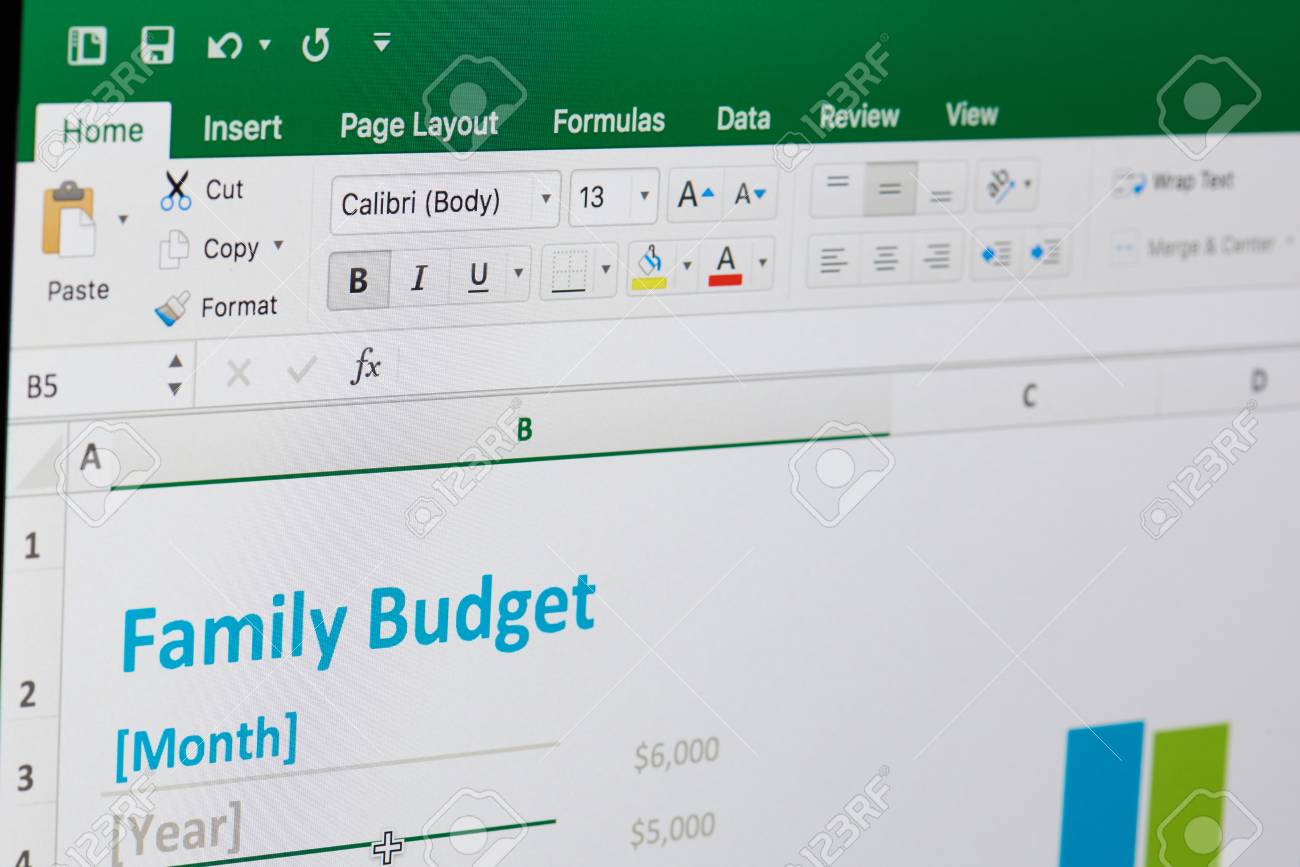 new york usa april 12 2018 family budget in microsoft excel