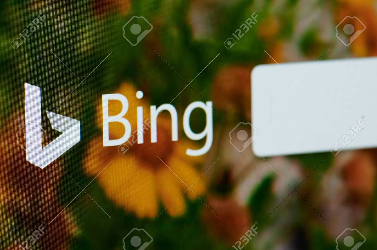 New york, USA - april 22, 2019: Bing search home page on laptop screen close up - 121445284 New york, USA - april 22, 2019: Bing search home page on laptop screen close up - 121445284