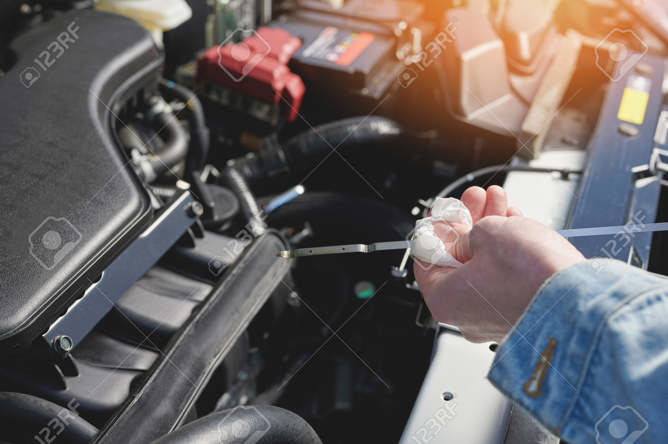 Oil car maintenance theme. Engine service check - 171410340 Oil car maintenance theme. Engine service check - 171410340