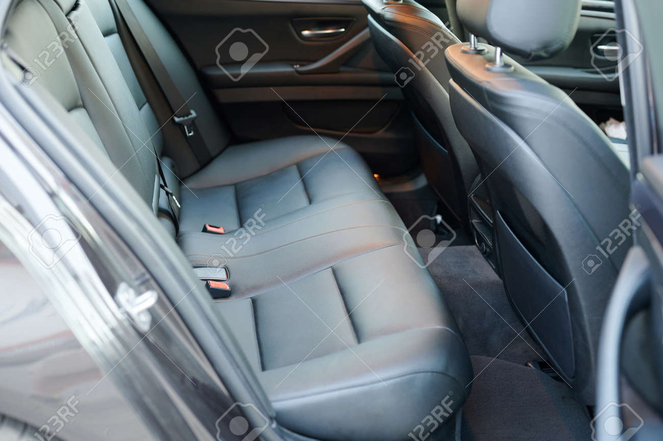Black leather new car back seat in modern sedan - 172044758 Black leather new car back seat in modern sedan - 172044758