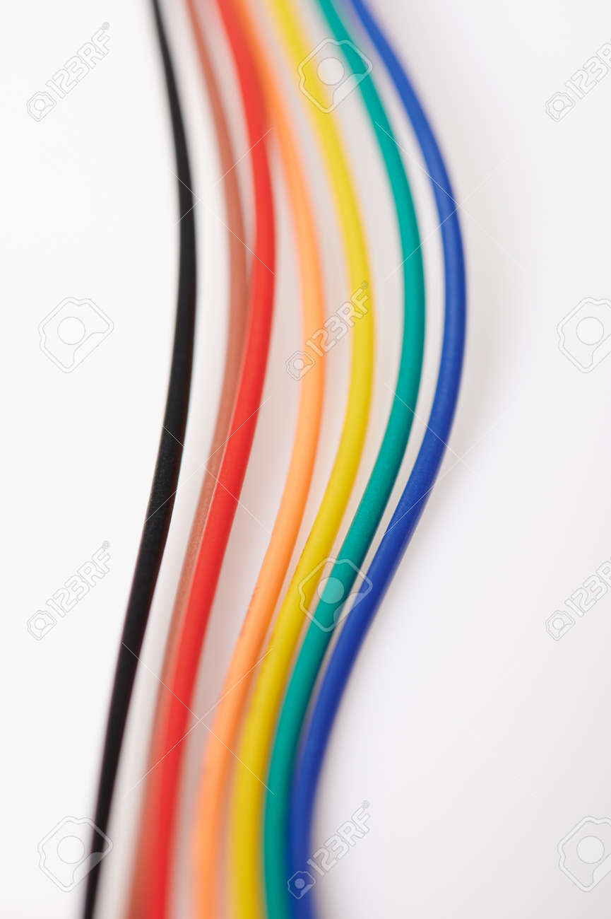 Colorful cables lines isolated on white studio background - 171979875 Colorful cables lines isolated on white studio background - 171979875