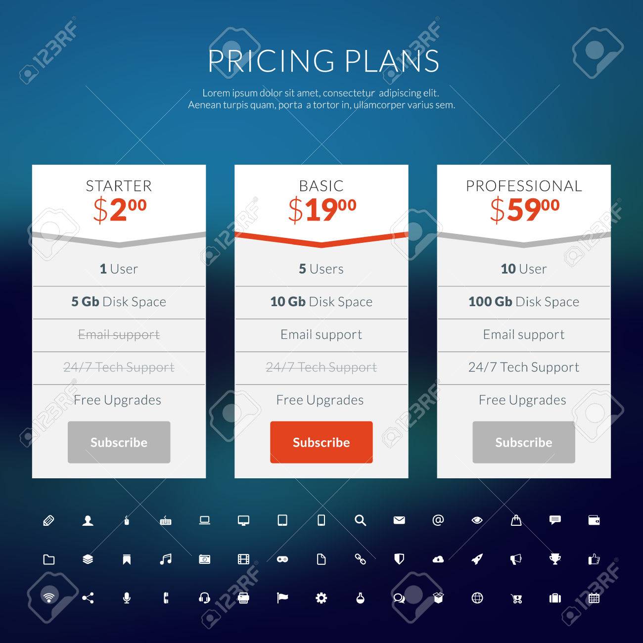 pricing table in flat design style for websites and applications flat design websites