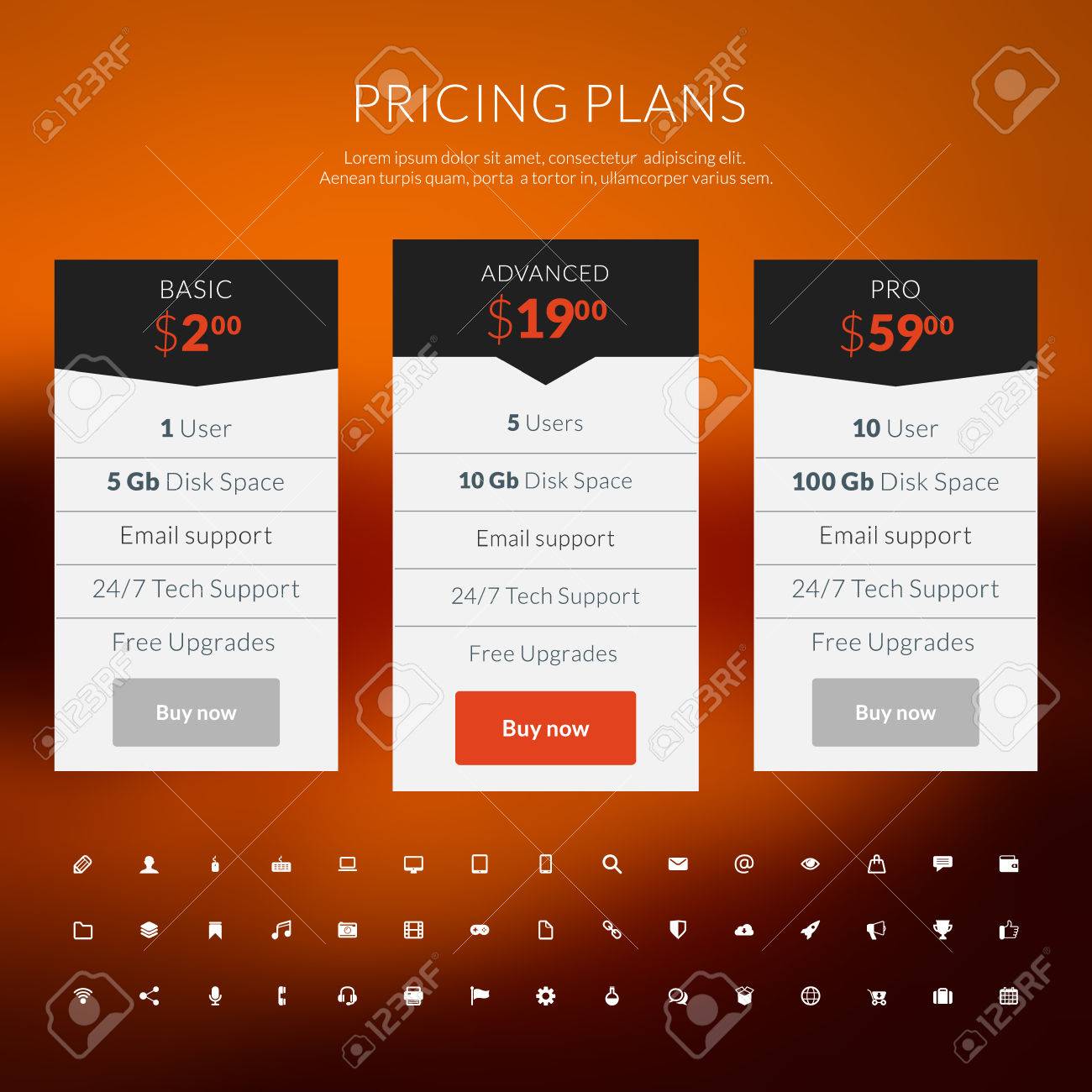 웹 사이트와 응용 프로그램에 대한 평면 디자인 스타일 가격표에 나타난 로열티 무료 사진, 그림, 이미지 그리고 스톡포토그래피.  Image 35905092