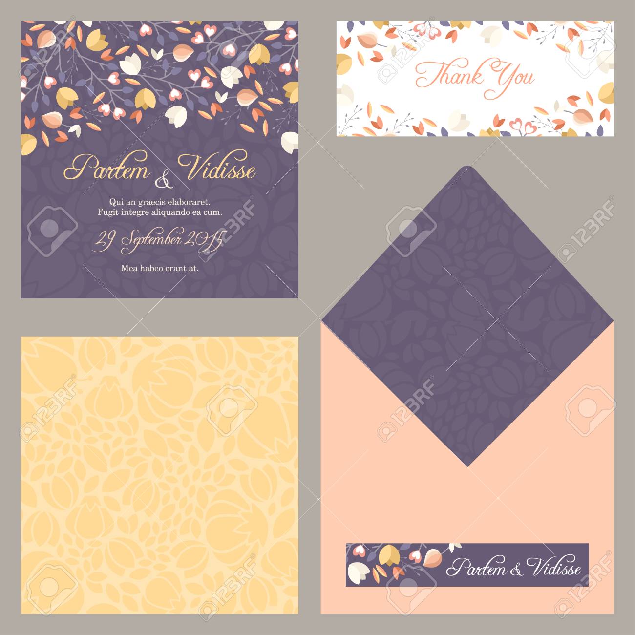 vector design template of wedding invitation with envelope royalty