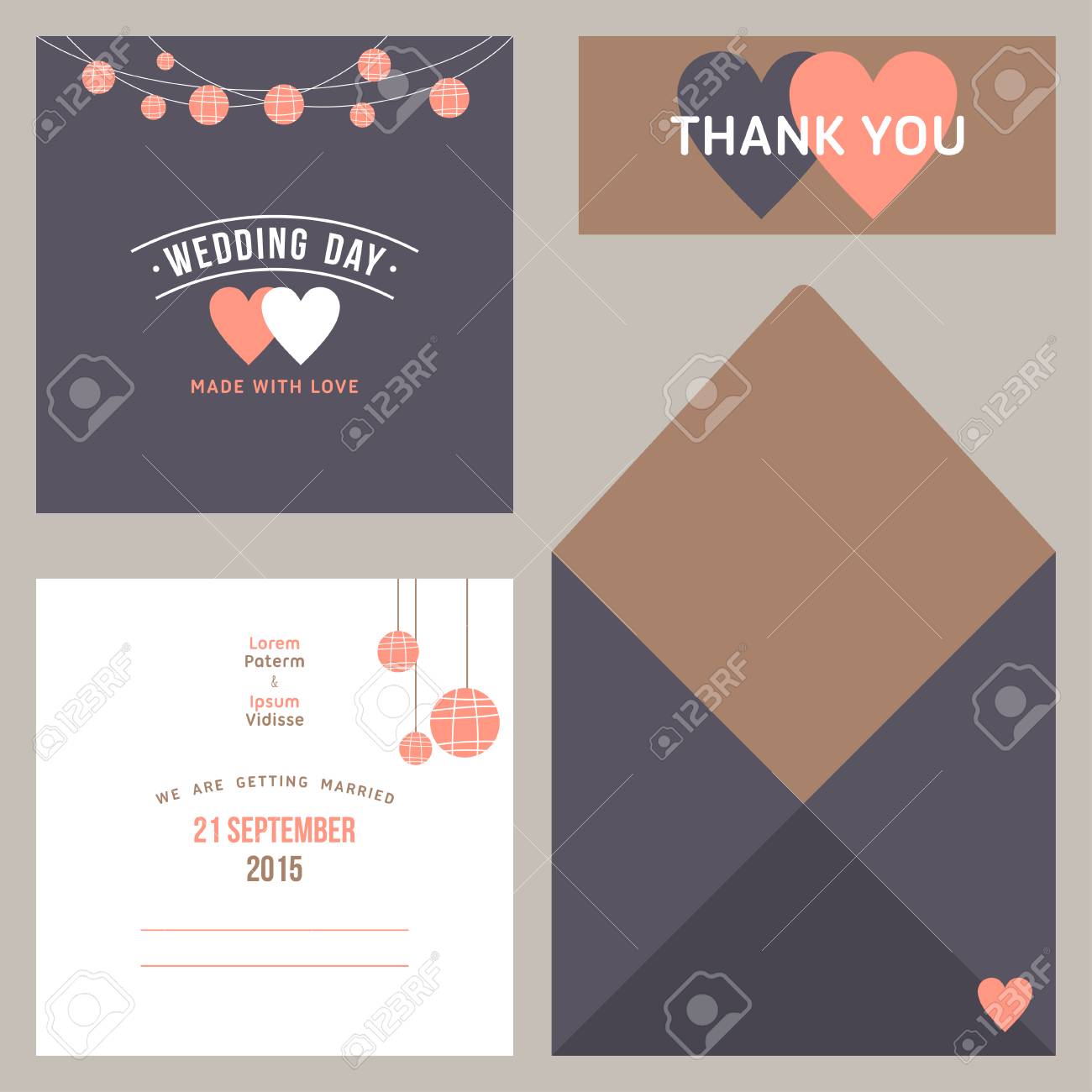 vector design template of wedding invitation with envelope royalty