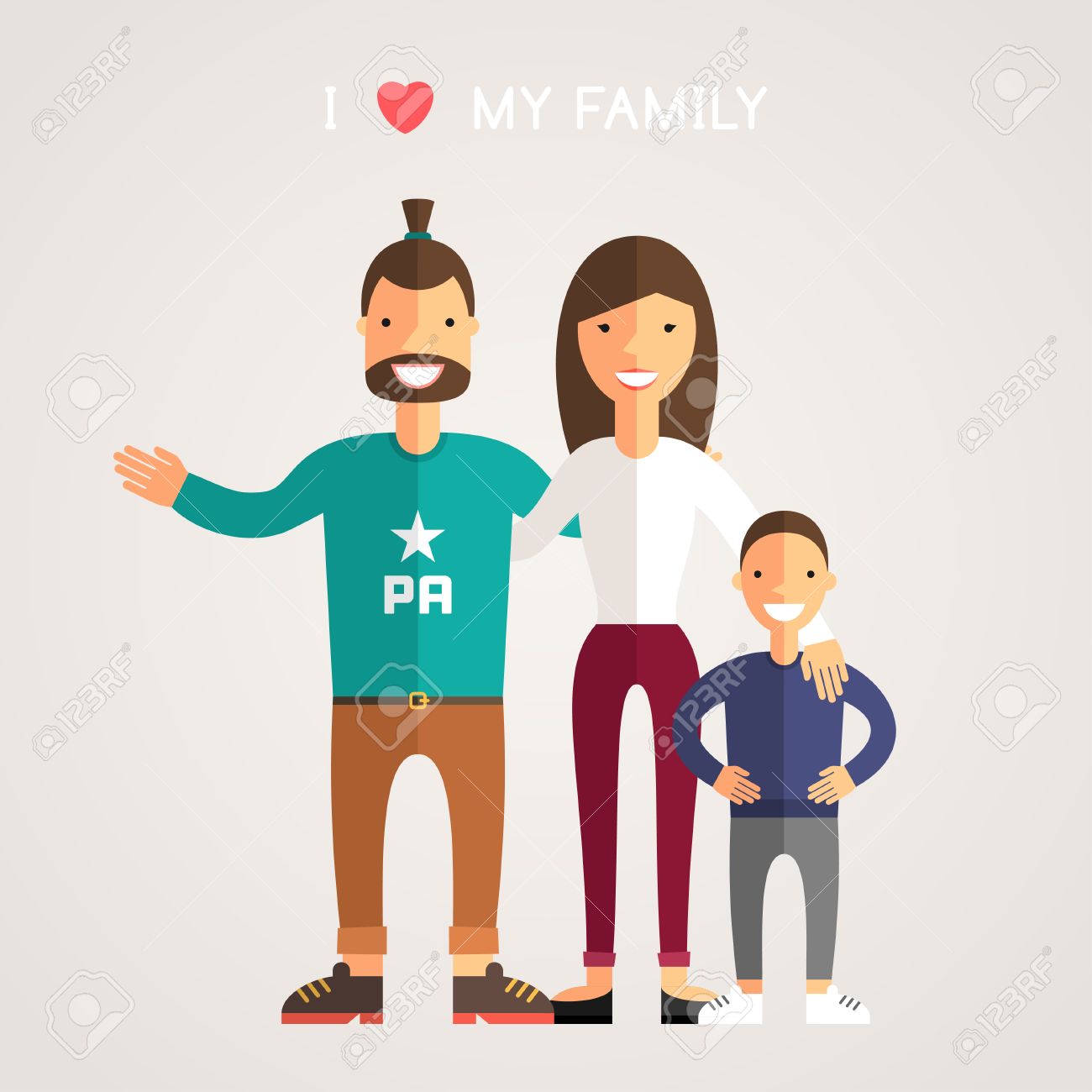 Happy Family Parents With Son Father Mother Son I Love My