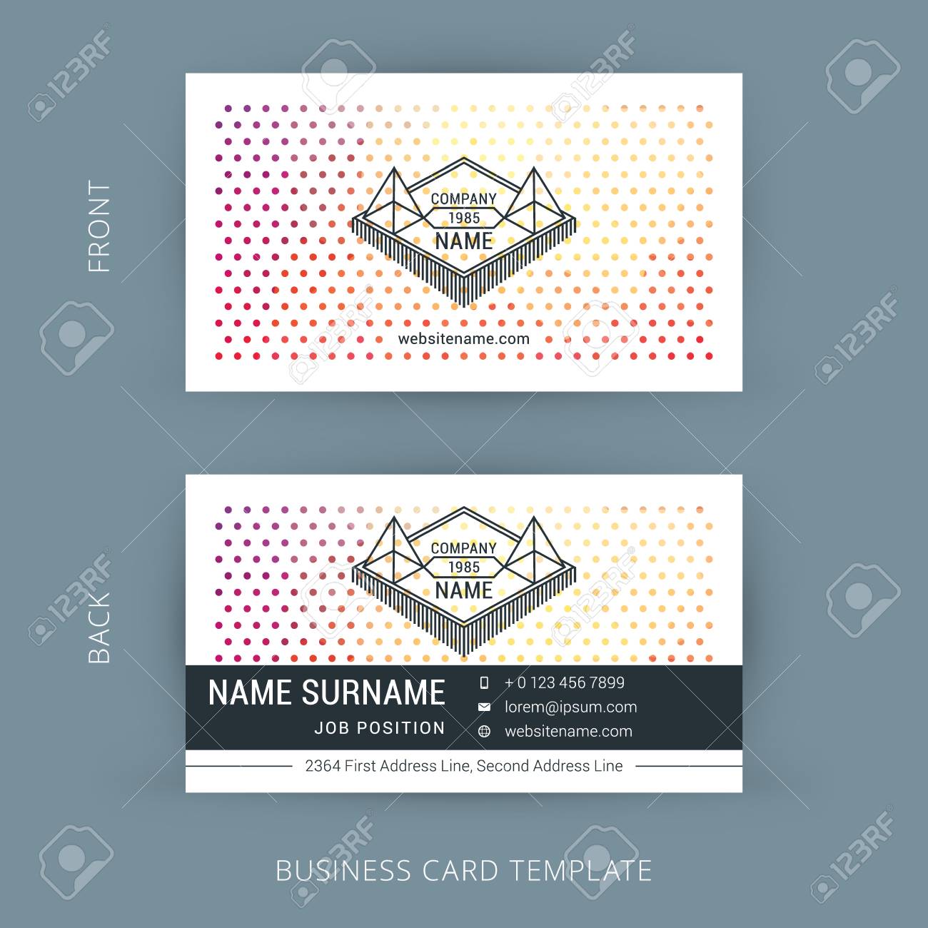 vector creative business card template with line art hipster company line card template