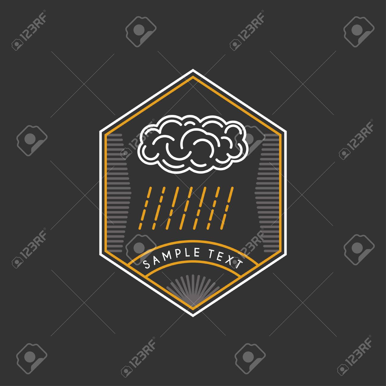 雲や雨とライン ロゴのイラスト テンプレートです 細い線のグラフィック デザインのイラスト素材 ベクタ Image