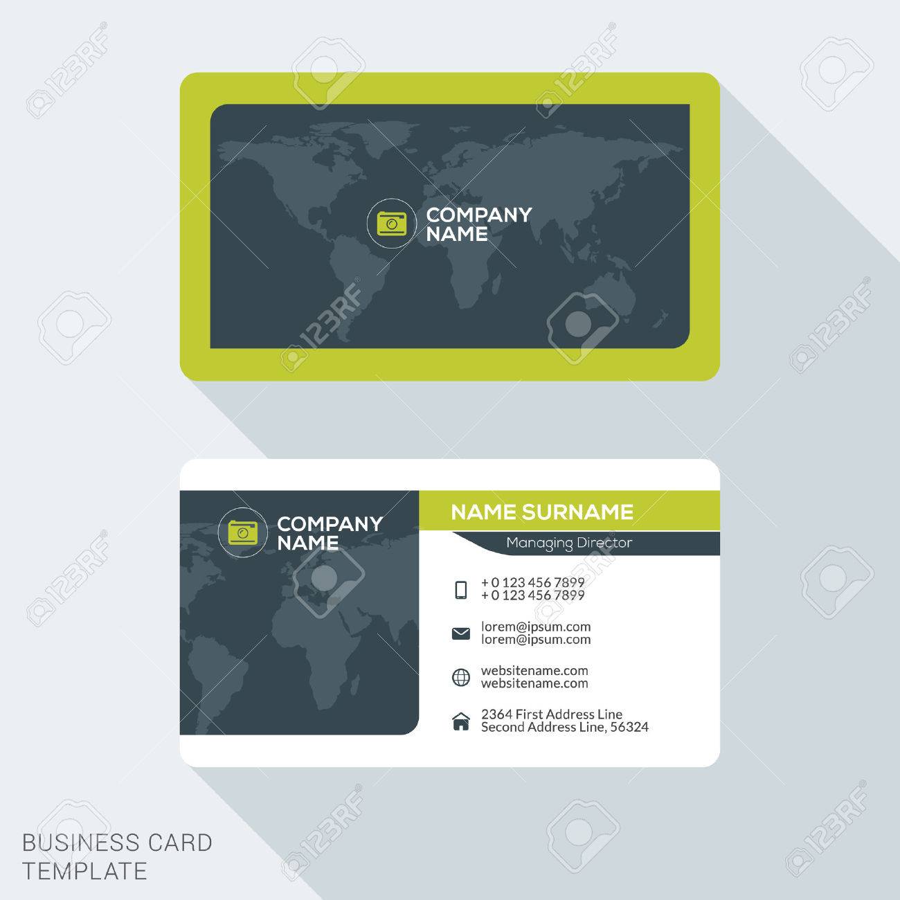 creative and clean corporate business card template flat design free online stationery design