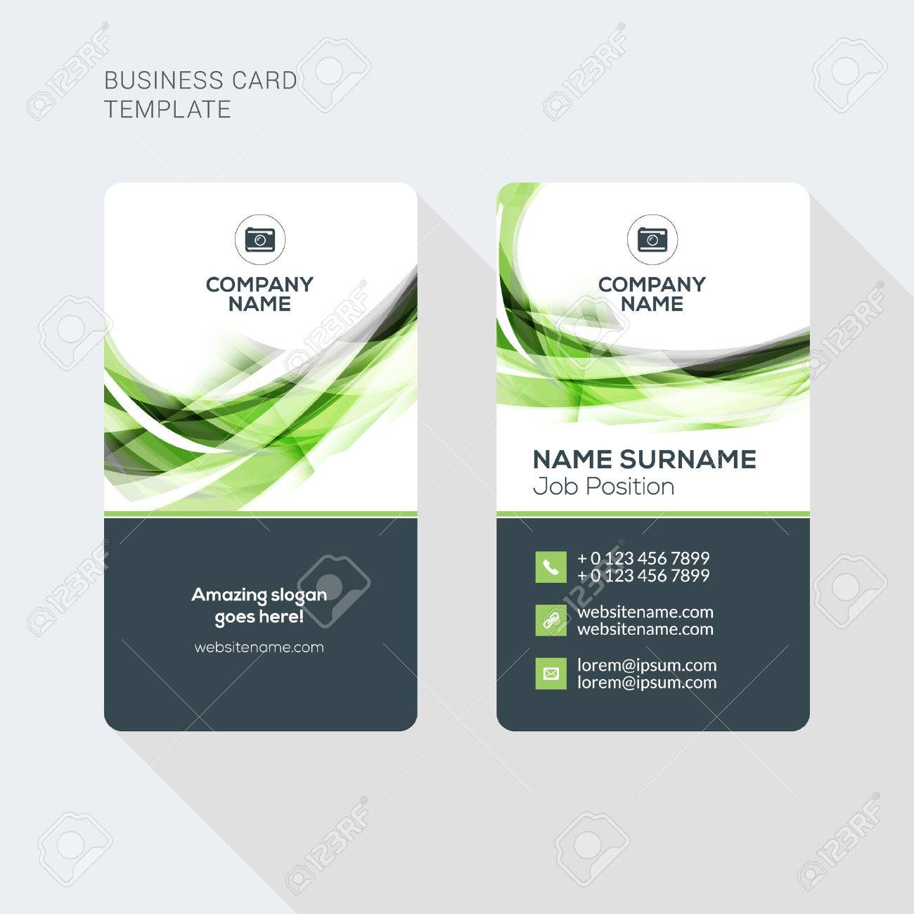 Modern Creative and Clean Two Sided Business Card Template. Flat Style Vector Illustration. Vertical Visiting or Business Card Template. Stationery Design - 52841528 Modern Creative and Clean Two Sided Business Card Template. Flat Style Vector Illustration. Vertical Visiting or Business Card Template. Stationery Design - 52841528