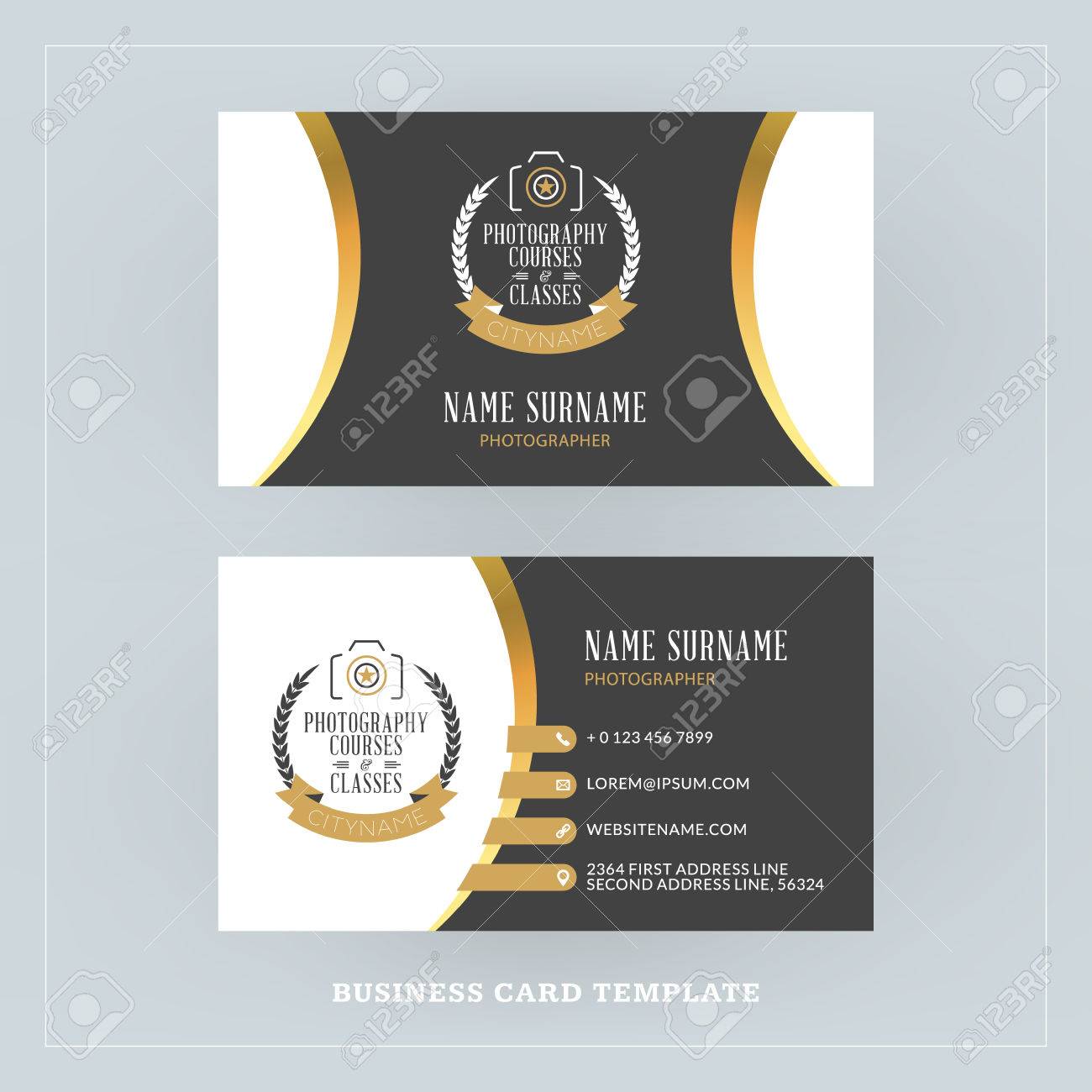 golden and black business card design template business card