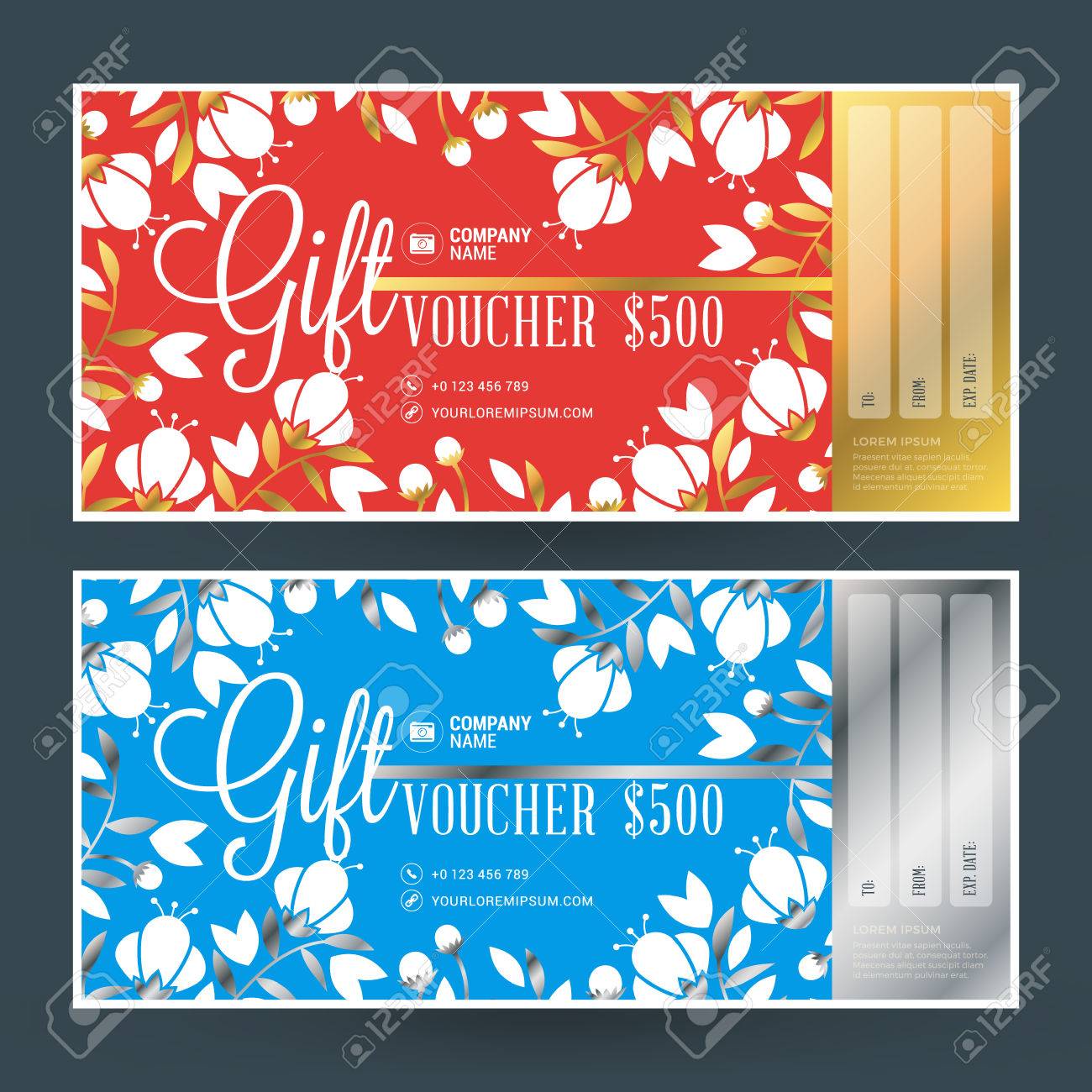 golden and silver gift voucher vector design print template print gift certificate free