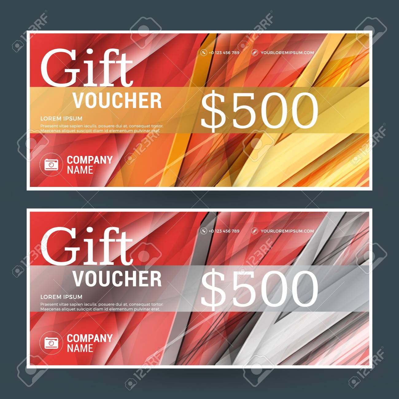 golden and silver gift voucher vector design print template print a gift certificate