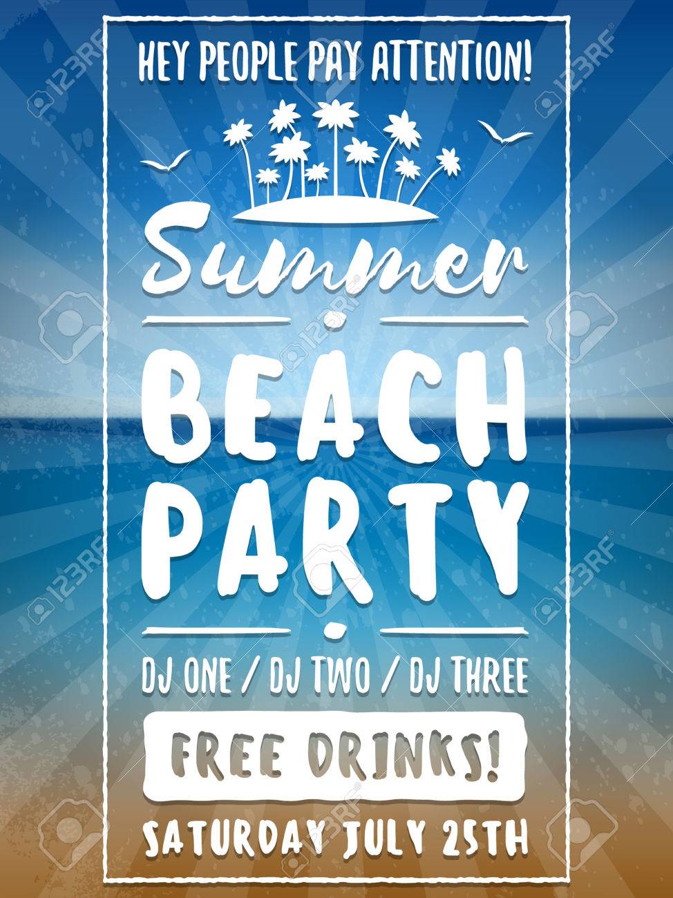 beach party flyer or poster night club event summer night party party vector flyer