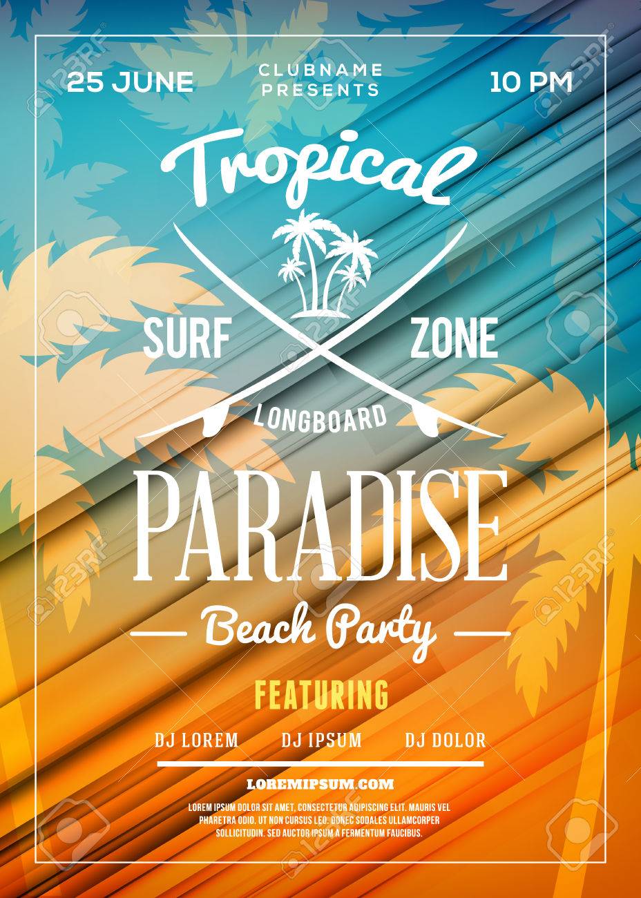 summer beach party flyer or poster summer night party vector