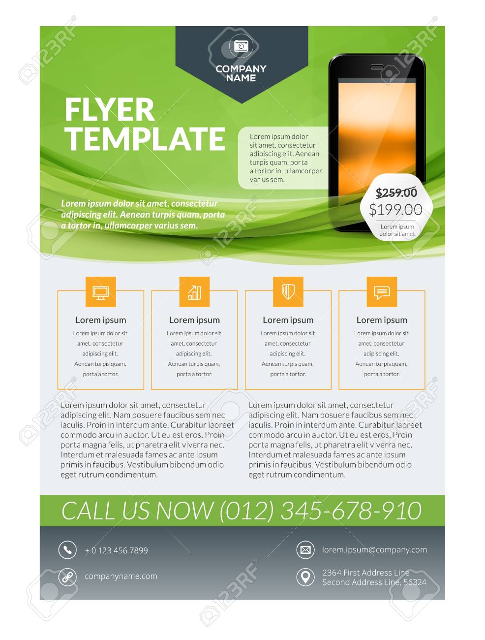 vector business flyer design template for mobile application