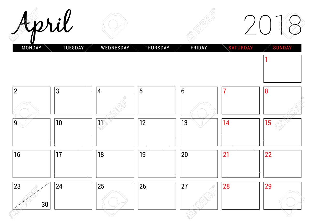 april printable calendar 2018