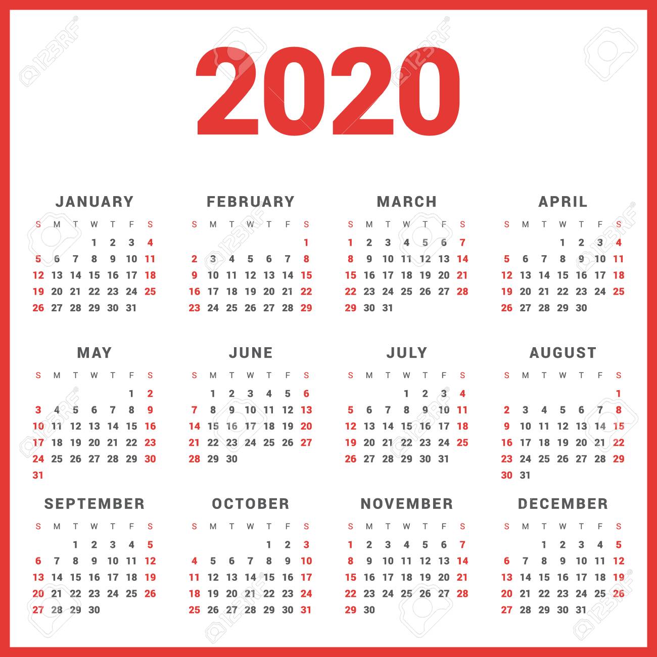 Calendario Para El Ano 2020 En El Fondo Blanco La Semana Comienza El Domingo Plantilla Simple Del Vector Plantilla De Diseno De Papeleria Ilustraciones Vectoriales Clip Art Vectorizado Libre De Derechos Image 79893423 semana 25 calendario