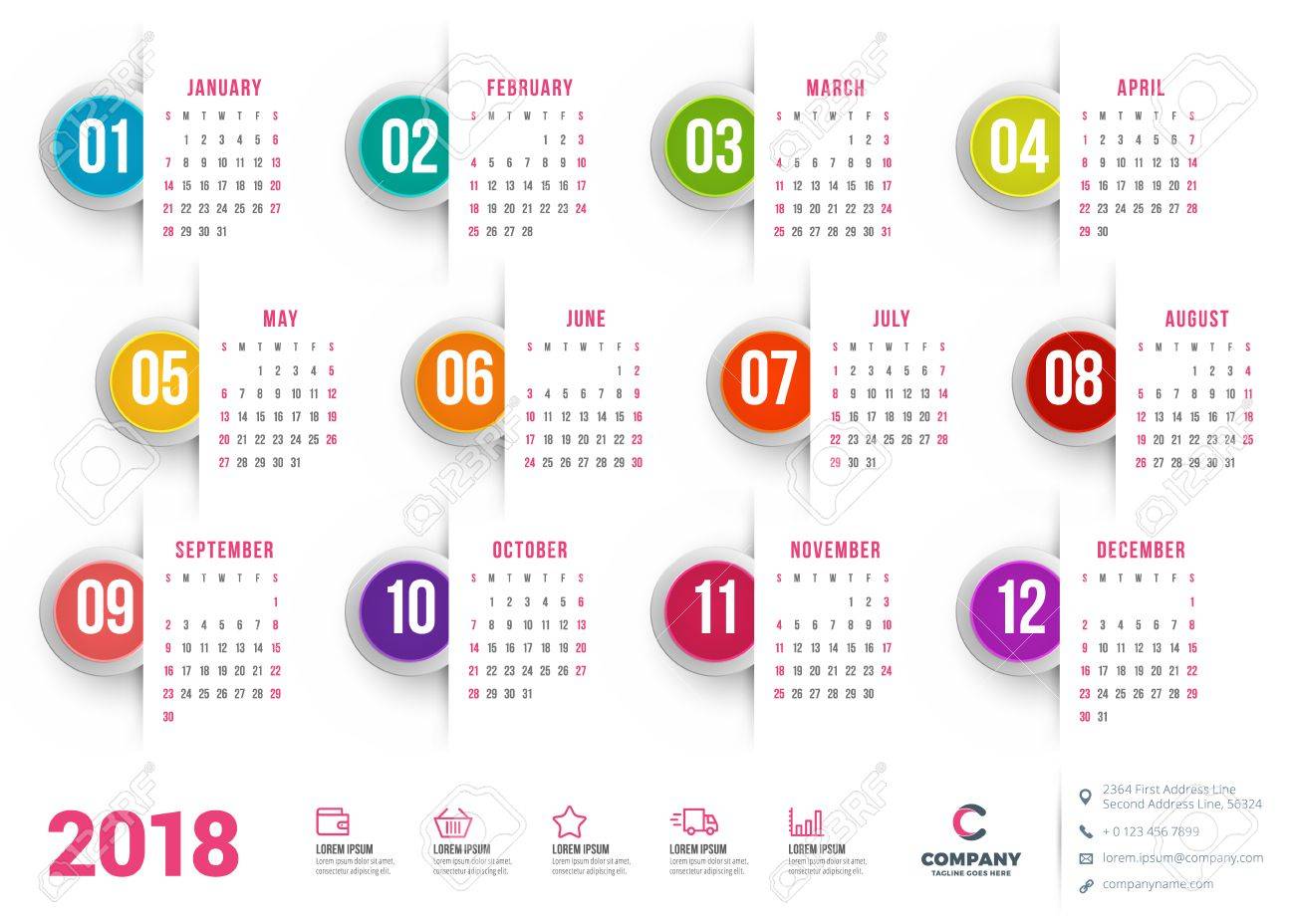 calendar for 2018 year vector design stationery template week yearly calendar template