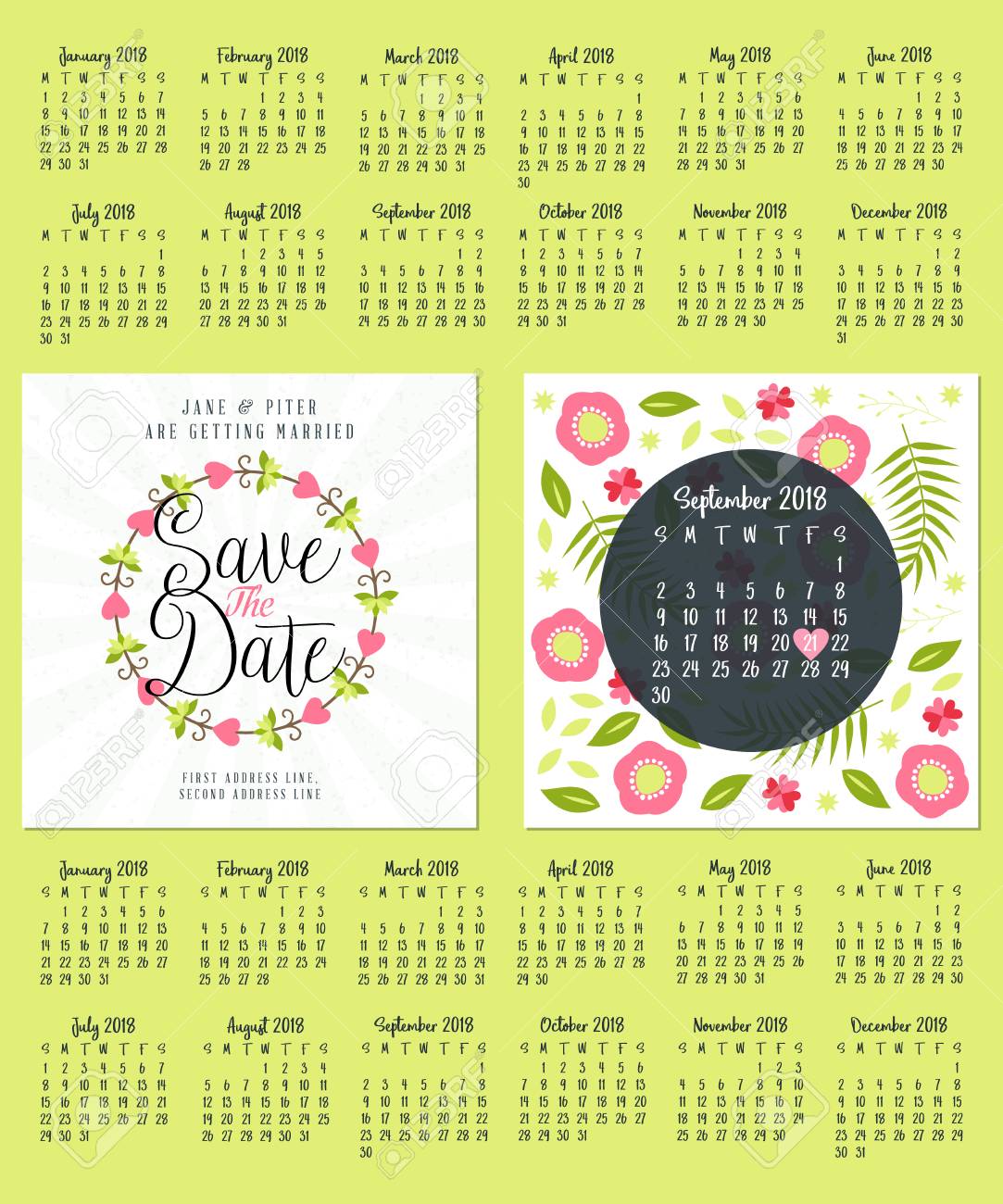 save the date wedding invitation double sided card design template