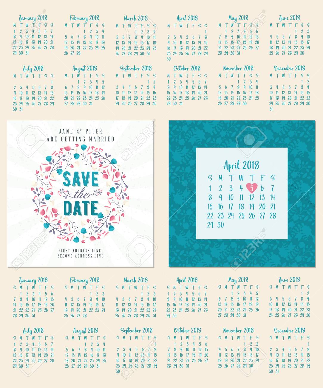 save the date wedding invitation double sided card design template save the date calendar cards