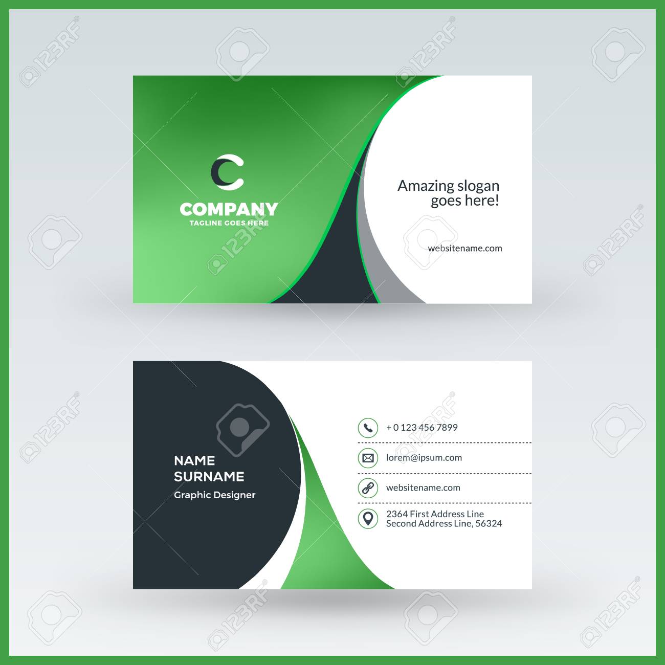 Horizontal Business Card Template from previews.123rf.com