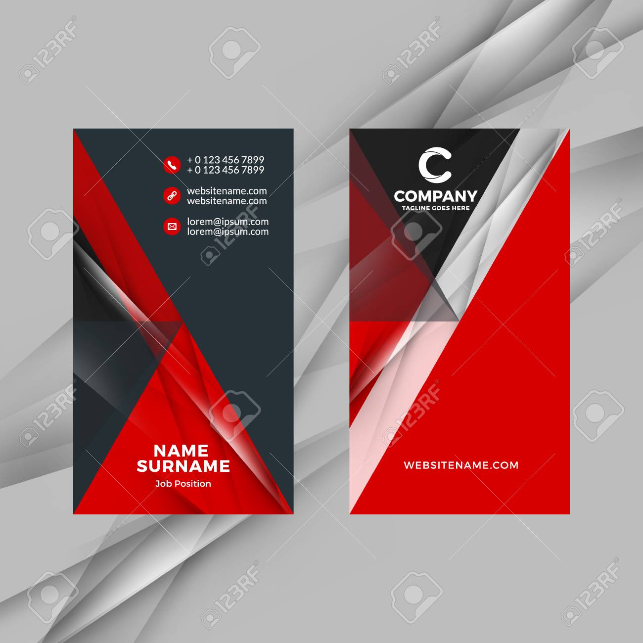 vertical double sided red and black business card template royalty black business card template