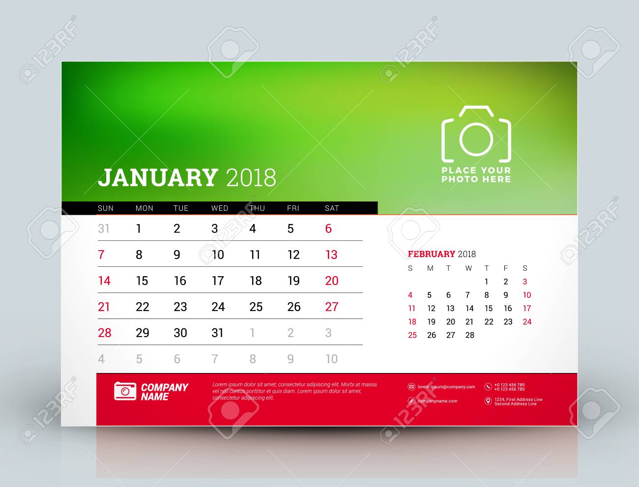 vector calendar planner design template january 2018 place