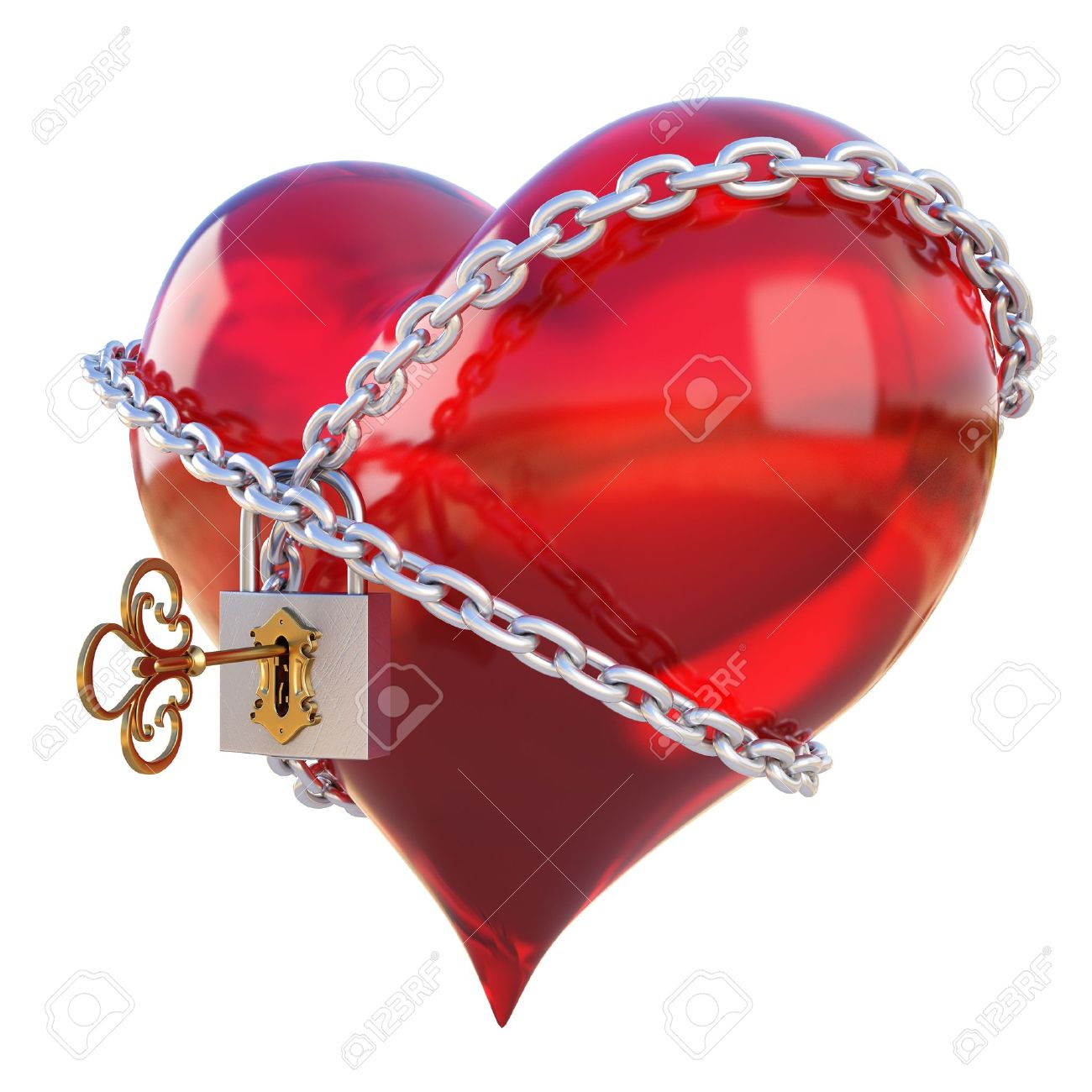 Red Heart, Wrapped A Chain Padlocked. Isolated On White Stock Photo,  Picture and Royalty Free Image. Image 8657056., image size:1300x1300
