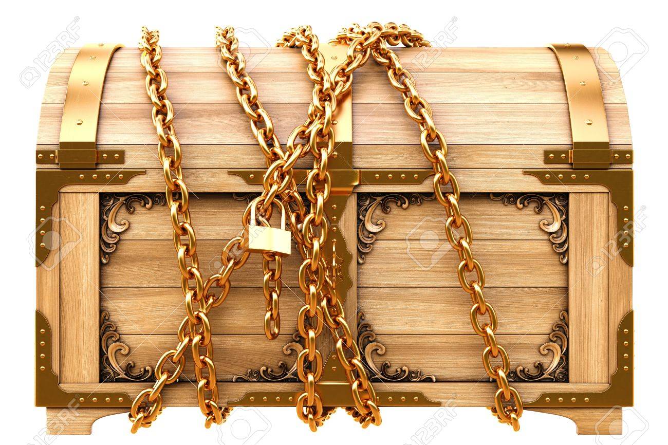 Image result for treasure chest chained