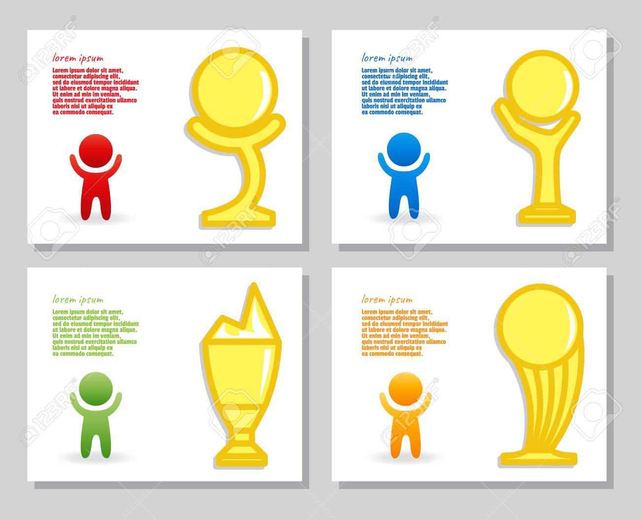 set of simple infographics from stylized figure of man and gold simple info graphics