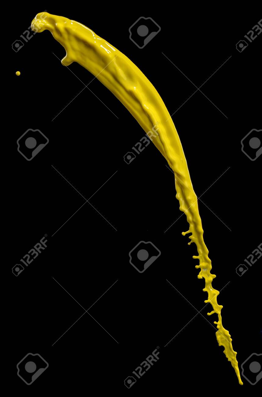splendid yellow paint splash isolated on black background - 148651626 splendid yellow paint splash isolated on black background - 148651626