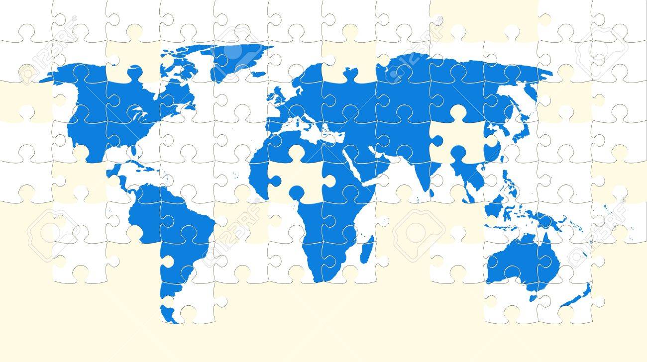 making world map puzzle with missing pieces stock photo 7937977