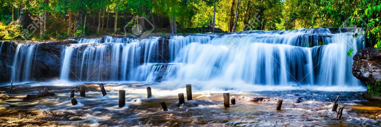 Panorama of Tropical waterfall Phnom Kulen, Cambodia - 47058229 Panorama of Tropical waterfall Phnom Kulen, Cambodia - 47058229