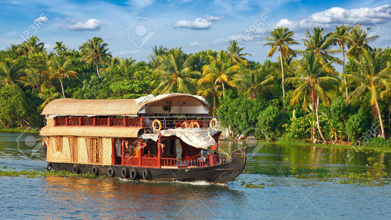Panorama of houseboat on Kerala backwaters. Kerala, India - 47713515 Panorama of houseboat on Kerala backwaters. Kerala, India - 47713515